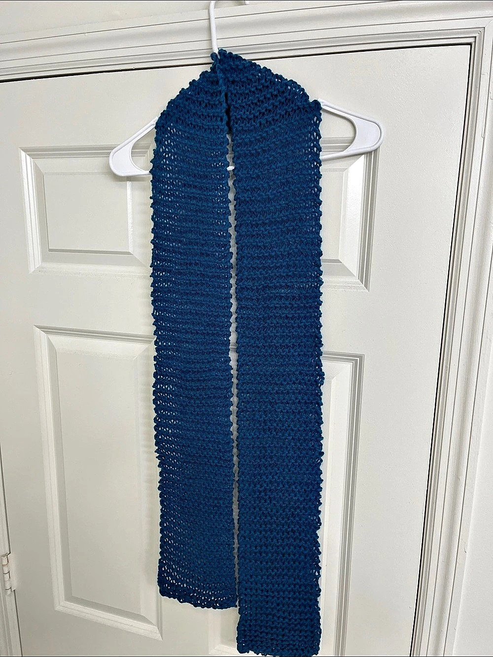 Blue Knit Scarf Handmade